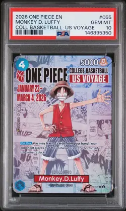 2026 ONE PIECE PROMOS COLLEGE BASKETBALL : US VOYAGE MONKEY D. LUFFY PSA 10 - Image 1