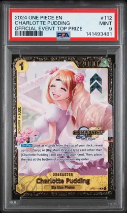 2024 ONE PIECE PROMOS OFFICIAL EVENT TOP PRIZE #112 CHARLOTTE PUDDING PSA 9 - Image 1