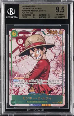 2025 ONE PIECE CARRYING ON HIS WILL ALT ART SEC #OP13118 MONKEY D. LUFFY BGS 9.5 - Image 1