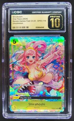 2024 ONE PIECE CCG SHIRAHOSHI BANDAI GAMES FEST OP03-16 CGC 10 PRISTINE RC7 - Image 1