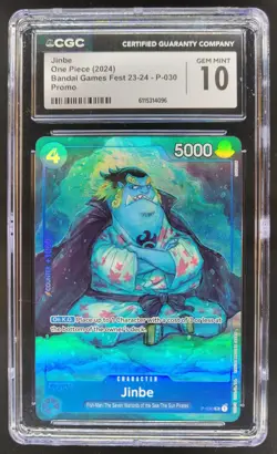 2024 ONE PIECE CCG JINBE BANDAI GAMES FEST P-030 CGC 10 RC7 - Image 1