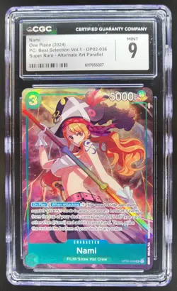 2024 ONE PIECE CCG NAMI SUPER RARE ALT ART OP02-036 CGC 9 A PT - Image 1