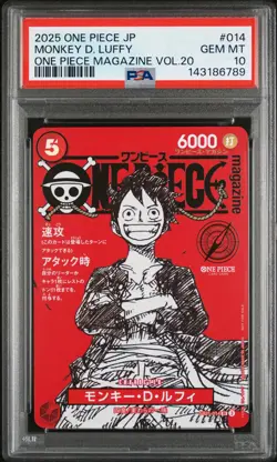 2025 ONE PIECE JAPANESE PROMOS MAGAZINE VOL.20 #014 MONKEY D. LUFFY PSA 10 - Image 1