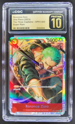 2023 ONE PIECE CCG RORONOA ZORO SUPER RARE OP01-025 CGC 10 PRISTINE A PT - Image 1