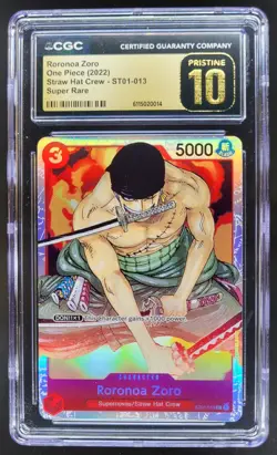2022 ONE PIECE CCG RORONOA ZORO SUPER RARE ST01-013 CGC 10 PRISTINE A PT - Image 1