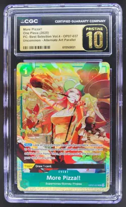 2025 ONE PIECE CCG MORE PIZZA!! ALTERNATE ART OP07-037 CGC 10 PRISTINE C PT - Image 1