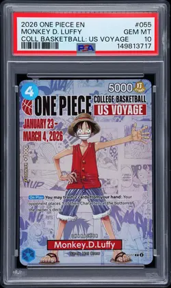 2026 ONE PIECE PROMOS ONE PIECE COLLEGE BK: US VOYAGE MONKEY D. LUFFY PSA 10 - Image 1