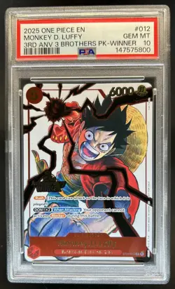 2025 One Piece 3rd Ann Tournament Monkey D. Luffy Promos Winner #ST01-012 PSA 10 - Image 1