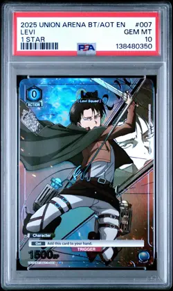 Union Arena TCG Levi Alt Art Holo PSA 10 Gem Mint Attack on Titan - Image 1