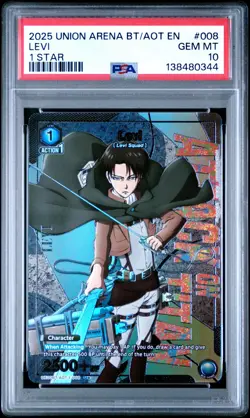 Union Arena TCG Levi Alt Art Holo PSA 10 Gem Mint Attack on Titan - Image 1