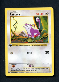 Pokemon Card: 1st Edition RATTATA Base Common (LP) - Image 1