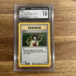 CGC 10 GEM MINT Erika Gym Heroes 1st Edition 16/132 Holo Pokemon Card - Image 1