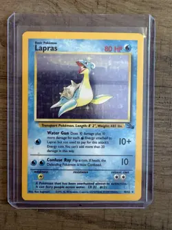 Pokemon Lapras Holo Rare Card 10/62 Fossil Set WOTC LP - Image 1