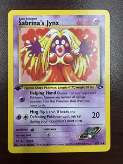 Sabrina's Jynx Pokemon Card 57/132 Gym Challenge 1st Edition Non-Holo -LP+ - Image 1