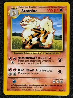 Arcanine 23/102 - Pokemon 1999 Ucommon Stage 1 Base Set Series Card NM - Image 1