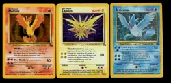 Moltres 12/62 Zapdos 15/62 Articuno 2/62 Fossil 1999 Holo Pokemon Card Lot WOTC - Image 1
