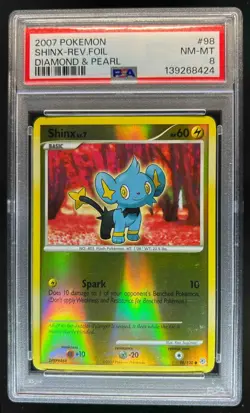 2007 Pokemon Diamond & Pearl Shinx Reverse Holo #98/130 PSA 8 - Image 1