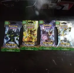 Pokemon XY Fates Collide Sleeved Booster Pack Complete Art Set 4 Packs - Image 1