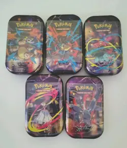 LOT OF 5 Pokemon TCG Mega Evolution Mega Heroes Mini Tins ONE OF EACH SEALED - Image 1