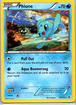 Pokemon TCG Phione 36/113 Legendary Treasures LP - Image 1