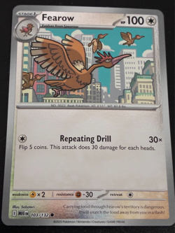 2025 POKEMON FEAROW HOLOFOIL HOLO CARD (#103/132) - FREE SHIPPING - Image 1
