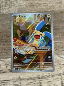 Pokemon Minun 194/182 Paradox Rift Full Art Holo Illustration Rare NM - Image 1