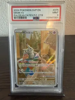 2024 POKEMON PALDEAN FATES POKEMON CENTER ETB PROMO SVP #075 MIMIKYU PSA 9 - Image 1