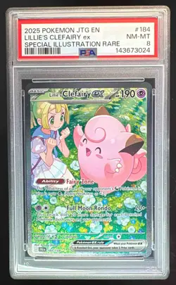 143673024 Lillie's Clefairy ex 2025 Pokemon Journey Together #184 SIR PSA 8 - Image 1