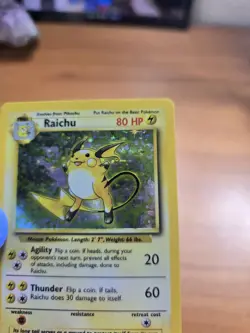 1999 Pokemon Base Set Holo Unlimited Raichu 14/102 LP - Image 3