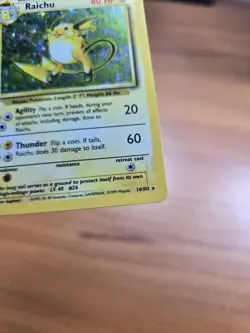 1999 Pokemon Base Set Holo Unlimited Raichu 14/102 LP - Image 4