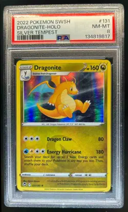 2022 Pokemon SWSH Silver Tempest Dragonite Holo #131/195 PSA 8 - Image 1