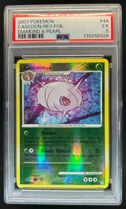 2007 Pokemon Diamond & Pearl Cascoon Reverse Holo #44/130 PSA 5 - Image 1