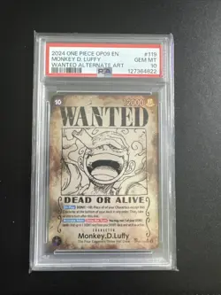 2024 ONE PIECE EMPERORS IN THE NEW WORLD WANTED ALT ART MONKEY D. LUFFY PSA 10 - Image 2