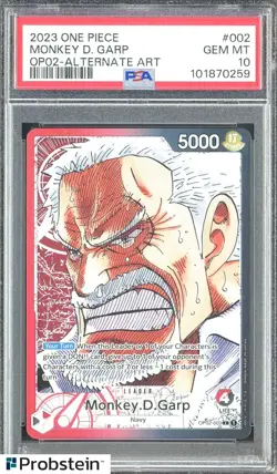 2023 One Piece OP02-Alternate Art Pre Errata #002 Monkey D. Garp PSA 10 GEM MINT - Image 1