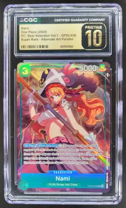 2024 ONE PIECE CCG NAMI SUPER RARE ALT ART OP02-036 CGC 10 PRISTINE C PT - Image 1