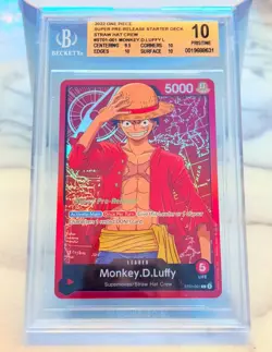 2022 One Piece Monkey.D.Luffy Super Pre-Release ST01-001 BGS 10 PRISTINE LUFFY - Image 1