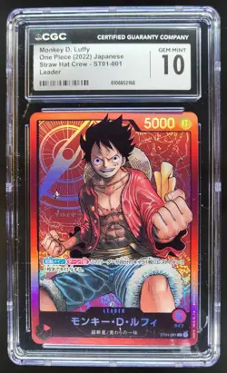 2022 ONE PIECE CCG JAPANESE MONKEY D. LUFFY LEADER ST01-001 CGC 10 RC7 - Image 1