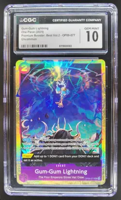 2025 ONE PIECE CCG GUM-GUM LIGHTNING ALT ART OP09-077 CGC 10 B PT - Image 1