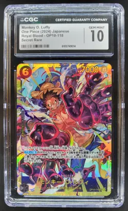 2024 ONE PIECE CCG JAPANESE MONKEY D. LUFFY SECRET RARE OP10-118 CGC 10 RC7 - Image 1