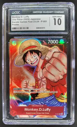 2024 ONE PIECE CCG JAPANESE MONKEY D. LUFFY BANDAI GAMES FEST PROMO CGC 10 RC7 - Image 1