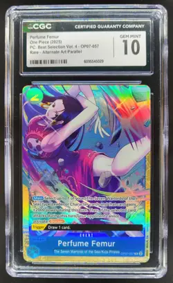 2025 ONE PIECE CCG PERFUME FEMUR RARE ALT ART OP07-057 CGC 10 C PT - Image 1