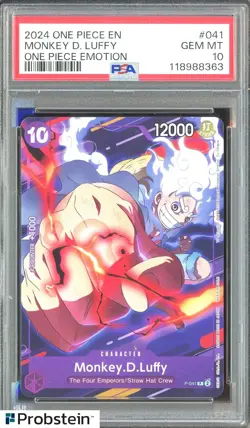 2024 One Piece EN One Piece Emotion #041 Monkey D. Luffy PSA 10 GEM MINT - Image 1