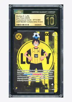 One Piece CGC 10 PRISTINE Monkey D Luffy L Promo 2025 ST13-003 BVB English - Image 1