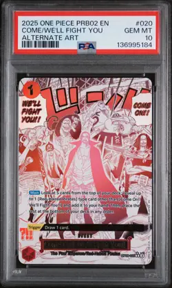 2025 ONE PIECE PRB02 ALT ART #020 COME ON!! WE'LL FIGHT YOU!! PSA 10 - Image 1