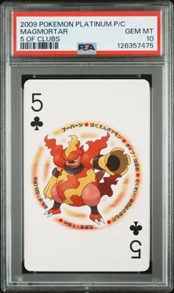 2009 POKEMON PLATINUM VERSION PLAYING CARDS 5 OF CLUBS MAGMORTAR PSA 10 - Image 1