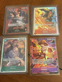 Shanks x4 Card Lot OP13 Alt Art Rare + Other SR Leader Cards One Piece English - Image 1