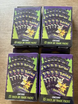 Lot Of 4 Pokemon TCG 15 Pack Factory Sealed Cards Trick Or Treat Hanger Boxes - Image 1