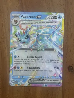 Pokemon TCG Vaporeon EX Prismatic Evolutions Double Rare 023/131 NM Card - Image 1