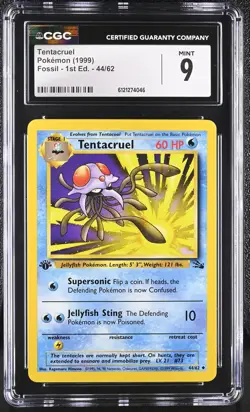 CGC 9 MINT Tentacruel 1999 Fossil 1st Edition 44/62 Pokemon Card - Image 1