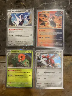 Pokemon TCG Cosmos Holo Rare Card Lot Of 4 Archaludon, Iron Moth, Scizor, - Image 1